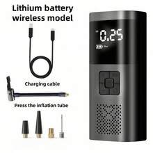 1pc Portable Digital Display Tire Inflator Pump, Wireless Electric Car Air Compressor - Black - View 15