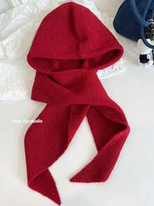 1pc Women's Solid Color Triangle Hooded Scarf, Cute Street Style Nylon, Fashion Versatile & Playful, Suitable For Indoor/Outdoor Commute Wear, Autumn/Winter - Multicolor - View 12
