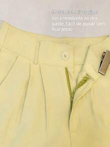 ISADORA FASHION WOMEN'S LINEN BERMUDA SHORTS WITH POCKETS ELEGANCE AND - Light Yellow - View 3