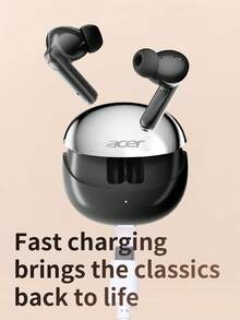 Auriculares inalámbricos Bluetooth Acer OHR546, diseño intrauricular TWS con estuche de carga, cancelación de ruido, efecto de sonido estéreo, baja latencia, ajuste cómodo para negocios, deportes, correr, fitness, compatible con teléfonos, tabletas, portátiles, excelente para regalos de Navidad y San Valentín