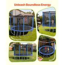 Outdoor Trampoline, 14FT Round Recreational Trampoline With Enclosure Net, ASTM Approved, Heavy Duty Trampolines, Max 450 Lbs Weight Capacity, Anti-Rust Backyard Trampolines For Kids & Adults - 14 Feet - View 7