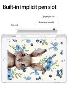 غطاء شفاف من السيليكون مضاد للصدمات بنمط أرنب وزهور كرتونية جميلة مع فتحة للقلم، مناسب لأجهزة iPad الجيل العاشر، iPad (A16) بمقاس 11 بوصة الجيل الحادي عشر 2025، iPad الجيل التاسع (10.2 بوصة)، يدعم الاستيقاظ من وضع السكون كهدية عيد - متعدد الألوان - مشاهدة 6