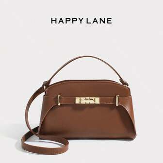 1 st vintage brun handväska med metallspänne, elegant och snygg lyxig damväska, axelväska, crossbody-väska för vardag, pendling, dejt, helgdag, bröllop, julklapp