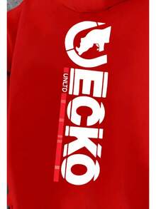 Sudadera con capucha ECKO UNLTD Streetwear para hombre - con estampado de logo rojo, tejido suave y agradable al tacto, jersey casual de streetwear para moda urbana, talla grande, ropa de streetwear, ropa cómoda - Rojo - Ver 3