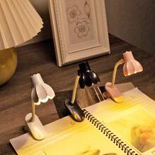 1pc/3pcs Adjustable Angle Lily Flower Shaped LED Reading Light With Clip, Desk Decor Lamp, Eye-Caring Night Reading Light (With Battery), Mini Reading Lamp, Suitable As Christmas Gift, Bedside Reading Light - Màu vàng - Xem 2