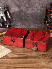 1pc Vintage Wooden Jewelry Box, Pearl Necklace Storage Box With Password Lock, Decorative Wooden Craft Jewelry Display Box, Artistic Treasure Box, Gift Box , Makeup Room Decor,Room Decor - Multicolor - View 8