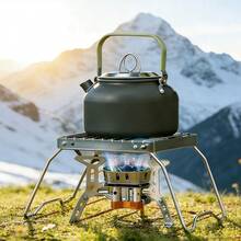 户外露营炉架及轻便茶壶水壶套装，适合背包旅行、户外探险、徒步旅行和露营旅行，便携式折叠烧烤架、烤盘、露营炊具、野餐烹饪露营装备、烧烤配件支架