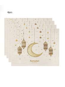 1 قطعة من مفرش الطاولة ذو نمط هلال رمضان، مفرش طاولة ديكور منزلي لرمضان، ديكور منزلي إسلامي، 1 قطعة مفرش طاولة، 4 قطع أطباق، 1 قطعة غطاء وسادة، 3 منتجات متوفرة، ديكور منزلي داخلي/خارجي لحفلات، ديكور غرفة. مناسب لديكور مطبخ المنزل في رمضان وديكور حفلات رمضان - متعدد الألوان - مشاهدة 12