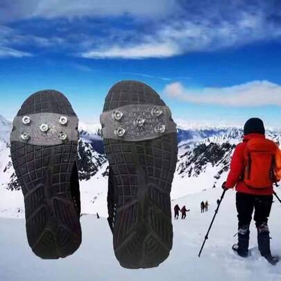 Winter New 5-Tooth Anti-Slip Ice Cleats, Transparent Portable Design, Unisex Outdoor Snow Traction Crampons (Shoe Sole Pattern Randomly Shipped)