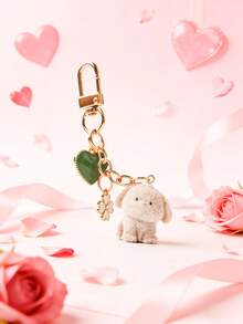 1 pieza Llavero/colgante DIY de 10cm/3.93in con diseño lindo de perrito, corazón y trébol, accesorio minimalista de moda casual adecuado para bolso, mochila, llaves de coche, viaje, escuela, fiesta, regalo de vacaciones - Multicolor - Ver 2