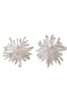 1 Pair Elegant, Charming & Luxurious Firework Design Earrings, Unique Artificial Diamond Embellished, Casual & Simple Earrings For Women - Silver - View 2