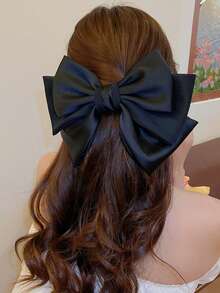 New Multi-Layer Satin Bow Hair Clip, Princess Style Occipital Hair Clip, Sweet, Cute And Elegant. Suitable For Weddings, Brides, Bridesmaids, Festivals, Women And Girls Hair Accessories., Claw Clips, Hair Slide, Hair Barrettes - Multicolor - View 7