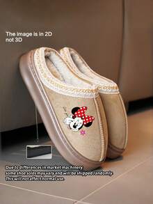 Mickey Ears Plush Slippers - Official Mickey & Minnie Mouse Design, Soft Plush Indoor House Shoes With EVA Sole, Non-Slip Casual Home Slippers For Men Women, All-Season Cozy Warmth - Multicolor - View 9