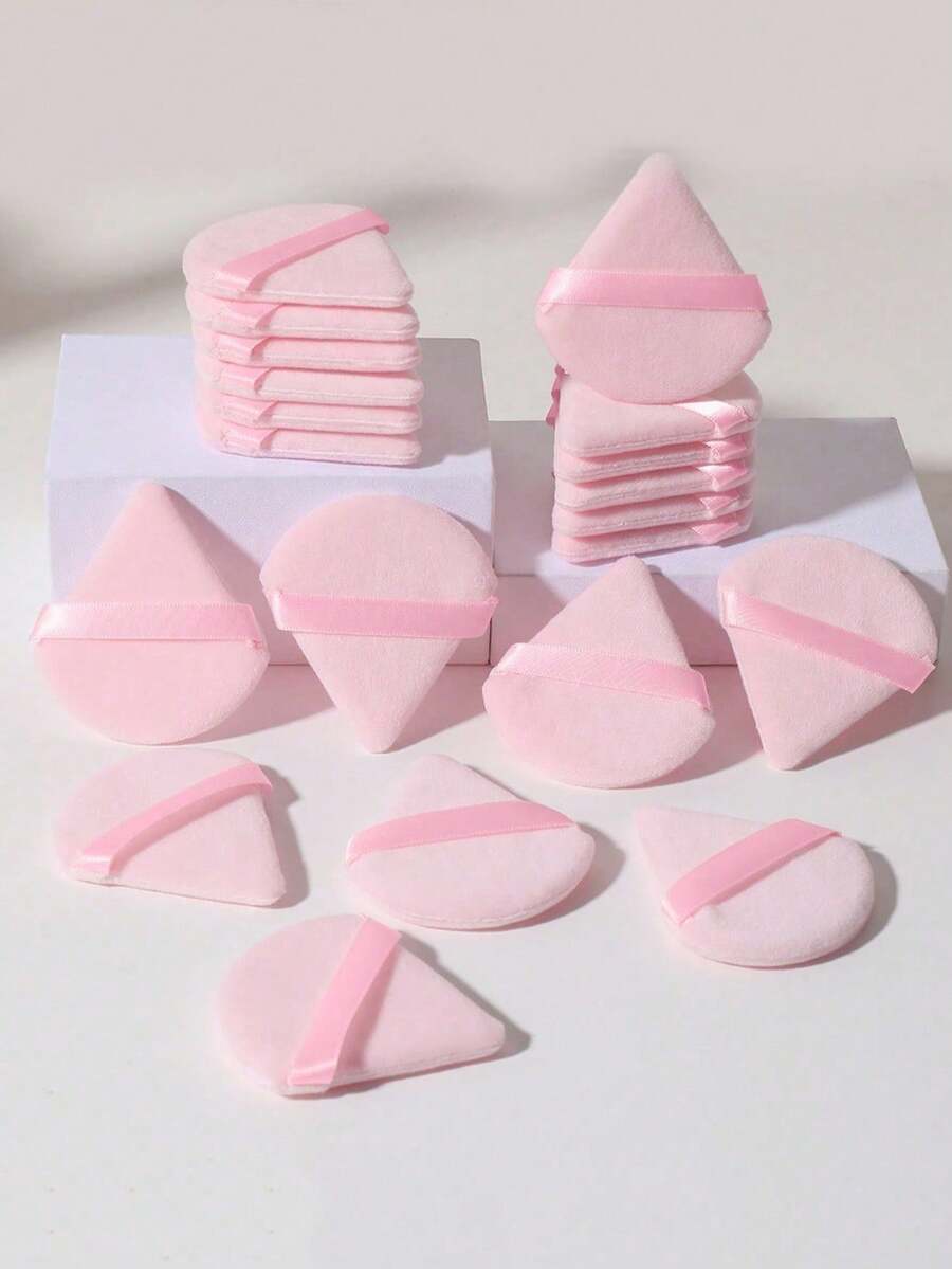 50pcs/20pcs/10pcs/5pcs/1pc Reusable Triangle Makeup Sponges, Multi-Functional Makeup Tools For Foundation, Concealer, BB Cream, Sunscreen, Cushion, Blush, Perfect Makeup Brush Alternative, Essential For Travel And Home - Pink - View 1
