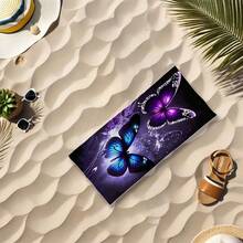 1pc Creative Colorful Butterfly Print Beach Towel, Super Absorbent Pool Towel, Non-Stick Sand, Extra Large Beach Blanket, Ultra-Fast Drying Swimming Towel, Suitable For Travel, Pool, Diving, Surfing, Yoga, Camping, Motorcycle Club Gatherings, Beach Essential - Multicolor - View 2