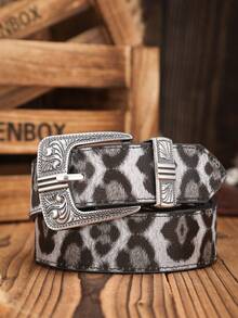 1pc Retro Western Style Personalized Buckle PU Printed Design Unisex Casual Fashion Belt - Patterned Pin Buckle - View 20