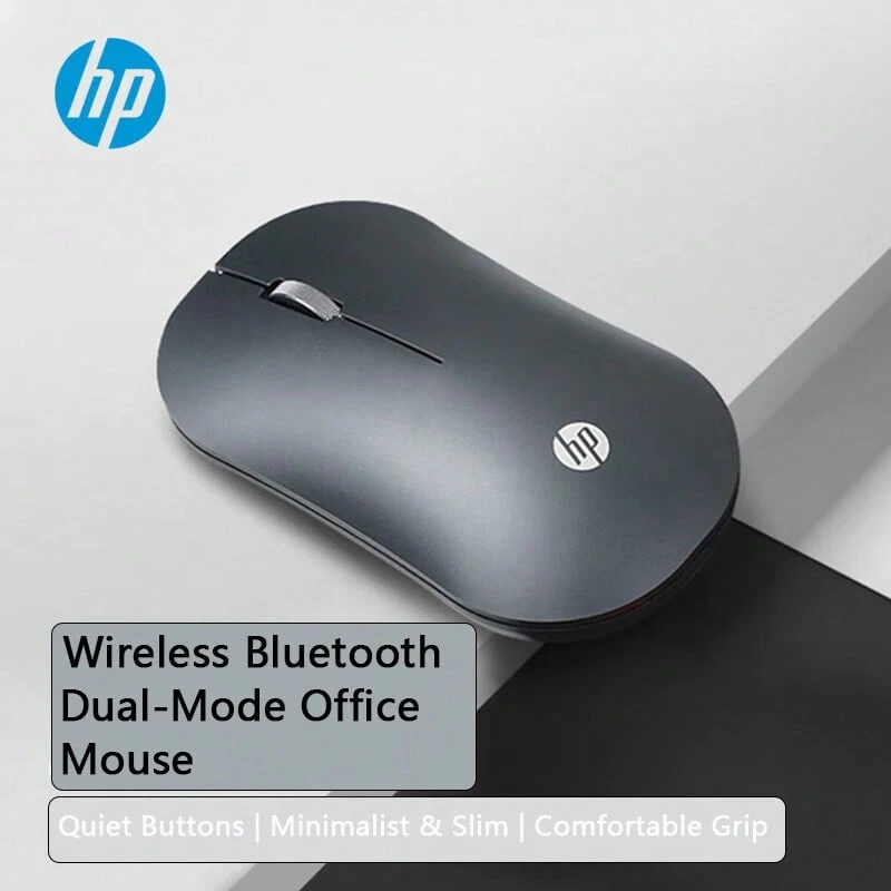 HP DM10 Wireless Bluetooth Dual-Mode Mouse: Bluetooth 5.0 + 2.4G Dual Connection, Quick Switching Between Multiple Devices, Stable Transmission Up To 10 Meters, Quiet Buttons, Long Battery Life (Battery Version), Compatible With Desktop And Laptops [Battery Version Includes Mouse Pad] - Silver Gray - View 1