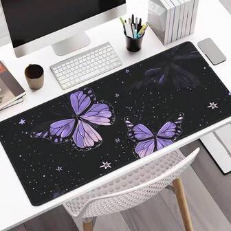 Alfombrilla de ratón extra grande con diseño de mariposa y estrellas, alfombrilla de escritorio para juegos, alfombrilla grande para teclado, lavable, con base de goma antideslizante, borde cosido, regalo de alfombrilla de ratón, protector de escritorio, almohadilla de estudio, disponible en varios tamaños, alfombrilla para teclado de ordenador, almohadilla para portátil