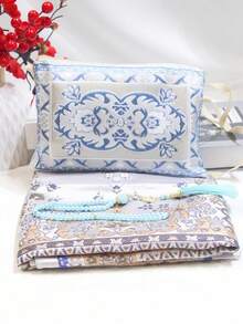 3Pcs/Set Prayer Set: Portable Mat, Rosary Beads, Embroidered Pouch/Hat, Exquisite Jacquard Pattern, Outdoor Portable Travel Prayer Festival Decor, For Men - For Prayer & Religious Observance Middle Eastern Supplies Festival Gift - 彩色 - 查看 5