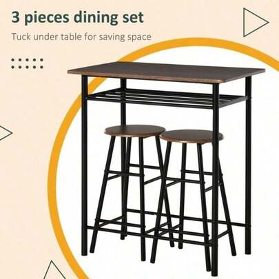 Pub Table And Chair, Ideal Choice For The Dining Area Of Small Living Spaces Such As An Apartment, Studio, And More - Classic Color Combination And Industrial Design Fit Any Decor In Your Home