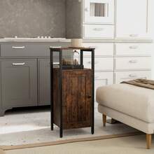 HOMCOM Side Table, Industrial Design Coffee Table With Adjustable Shelf, For Living Room Or Bedroom, 34 X 30 X 80 Cm, Rustic Brown - Maroon - View 2