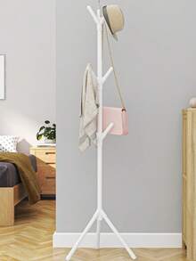 1pc 9-Hook Floor Standing Coat Rack, Minimalist Single Rod Bedroom Clothes Hanger - Easy Installation, Sturdy Household Clothing/Hat/Bag/Towel Hooks, Freestanding Coat Rack For Daily Balanced Garment Hanging - Multicolor - View 10