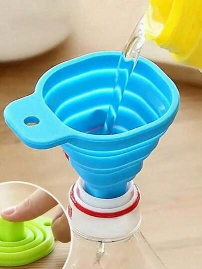 1PC RANDOM COLOR Silicone Folding Funnel Portable Small Funnel Large Wine Leak Multi-Purpose Kitchen Large Caliber Oil Leak Pouring Color Randomly Sent,Splatter Proof Kitchen Accessories, Easy Storage For Kitchen Organization