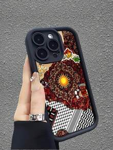 1pc Red Carpet Pattern Creative Personalized Fashionable Versatile Rugged Wild Protective Soft Case, Suitable Compatible With Iphone And Models, Great Gift For Friends, Family, Couples - Black - View 5