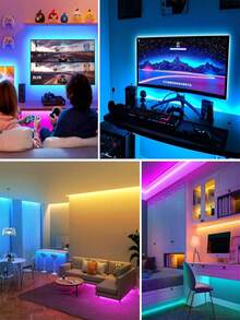 1 pieza Tira de luz LED de 24 teclas, RGB con cambio de color, luz LED para TV con control remoto para dormitorio, sala de juegos y escritorio - RGB - Ver 5