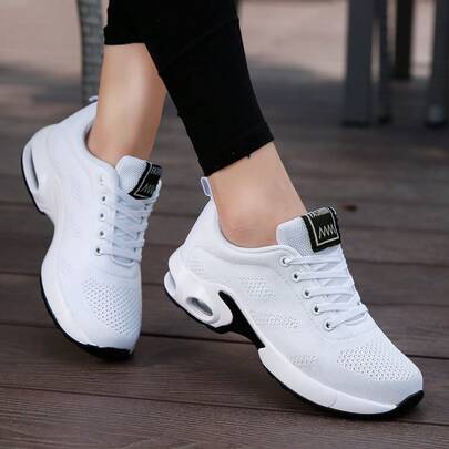 Women's Fashionable Lightweight Versatile Comfortable Casual Sports Shoes, Air Cushion Ombre Running Sneakers, Lace-Up Simple Casual Shoes