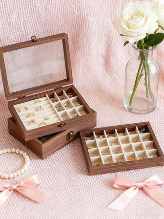 1 st halsbandsförvaringslåda med transparent lock, högkvalitativ smyckesdisplay, hängedisplaylåda lämplig för kvinnor och flickor, ringhållare displayställ för smyckesaffär, ringförvaringslåda för smycken