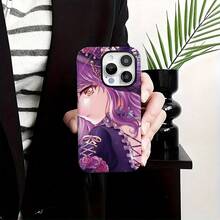 Funda de película dos en uno de chica anime de cabello morado de - Protección duradera, absorbente de impactos y moderna - Compatible con iPhone 16 15 14 13 12 11 Plus Pro Max Regalo de cumpleaños perfecto para amigos, accesorio móvil, funda elegante, material resistente a los arañazos, tecnología, carcasa de móvil para fans de anime, regalo perfecto para navidad navideña, cosplay y fiestas temáticas - Blanco - Ver 5