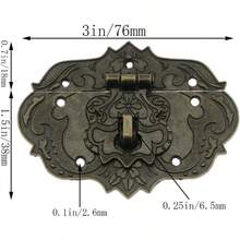 Antique Embossing Decorative Brass Hasp Clasp Lock with Screws Jewelry Box Ordinary Box Wooden Case Furniture Decoration - inicial - Ver 3