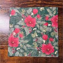 IHR Home Range - Servilletas desechables de papel de 3 capas para el almuerzo, 16,5 x 16,5 cm, árbol decorado, 20 unidades(Flores de Navidad (verde) 6.5" x 6.5") - Multicolor - Ver 2