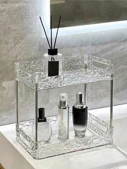 ชั้นวางของบนโต๊ะแบบลอน 3 ชั้น, ชั้นวางจัดระเบียบหลายชั้นสำหรับเครื่องสำอาง, สกินแคร์, หนังสือ, เครื่องเขียน, รูปปั้น, ต้นไม้, จัดระเบียบโต๊ะทำงาน, พื้นที่ทำงานแบบขยายได้