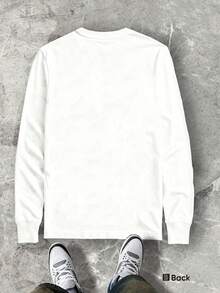 Van Dutch  Speed Shop Vintage Printed T-Shirt  Men's Hip-Hop Graphic Long Sleeve 250g Cotton, Early Spring  Pick, Perfect For Holiday Gifting, Multiple Colors Available - 白色 - 查看 4