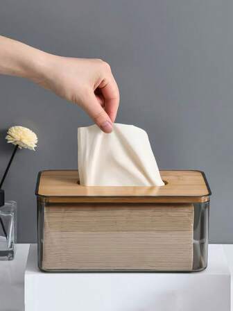 1PC Acrylic Tissue Box, Acrylic Dryer Sheet Holder For Laundry Room, Table Clear Dryer Sheet Dispenser Rectangular 3 Size(11/18/21cm)
