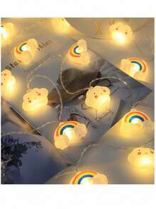 1pc Rainbow Cloud Shaped String Lights, 10/20 LED Bulbs, Fairy Lights, 4.92/9.84ft Long, Suitable For Nursery, Holiday Party, Garden, Camping, Indoor, Wedding, Home, Bedroom Decor, Battery Powered (Batteries Not Included) - Multicolor 1 - View 8
