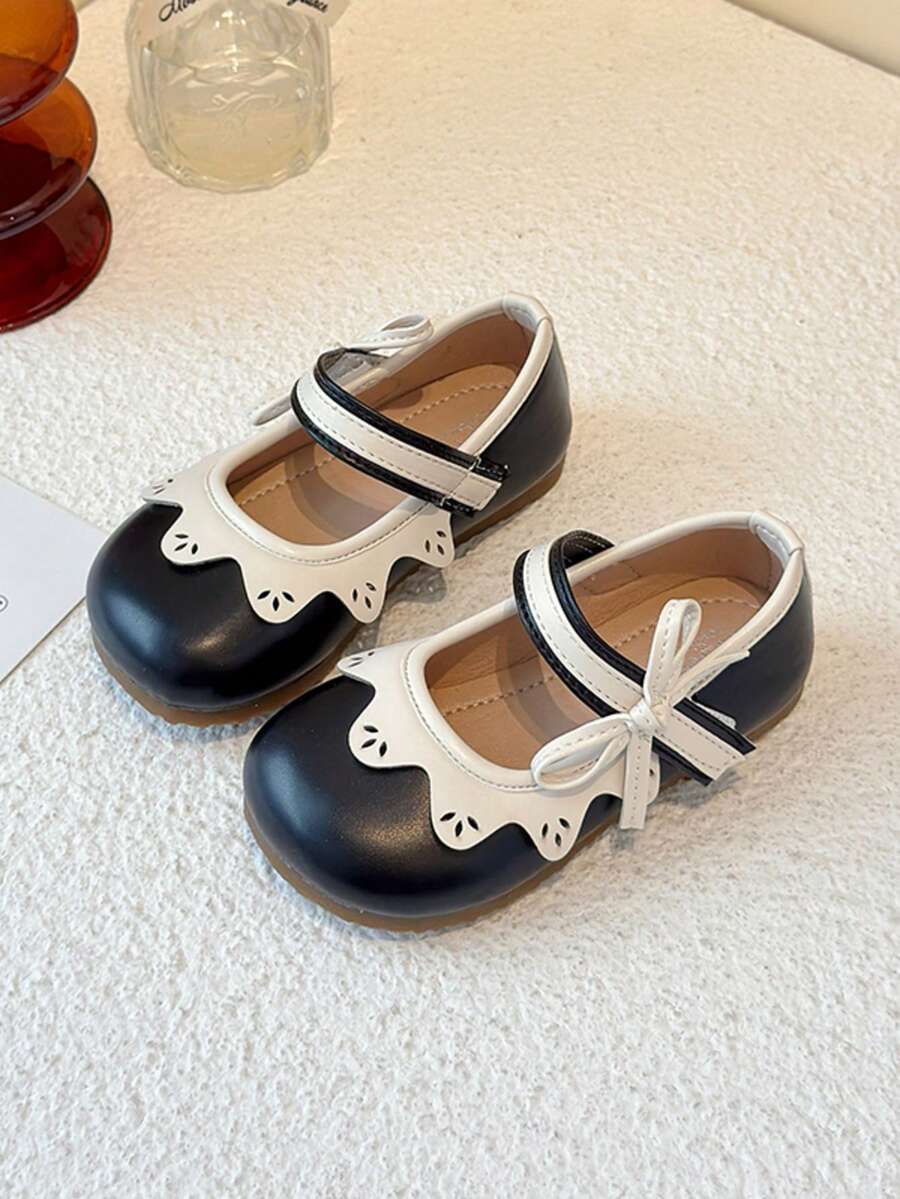 2025 Essential Shoes For Boys & Girls Aged 3-12, Featuring Hook And Loop Design For Easy On/Off, Soft Soles, And Zero Heel, Suitable For School, Beach, Performances, Red Carpet And More - Black - View 1