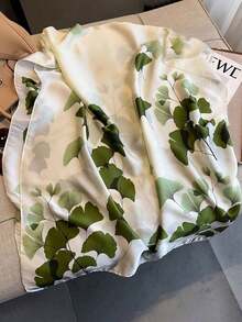 1pc Ladies' Simulated Silk Gingko Leaf Printed Long Scarf With Flowers, Spring And Autumn Style, Daily Decoration And Travel Matching Bandana,Hair Band,Band Dressing Up Your Look Winter Fall - 紅色 - 查看 2