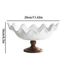 1pc Ceramic Fruit Plate, Salad Bowl, French Dessert Pudding Bowl, Candy Snack Tray, Tea Plate For Afternoon Tea - White - View 15