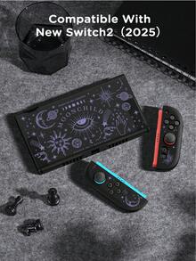 Ayotu 1pc Celestial Pattern Compatible With Switch2/Switch NS/Switch OLED Console Protective Case, New Generation TPU Soft Shell, Universal Gamepad Protective Cover, Switch Controller Protective Cover, Switch Gaming Accessories, Anti-Fall, Anti-Slip, Anti-Scratch, Fashionable, Suitable For Autumn Romantic, Back To School, Valentine's Day, Christmas, Halloween Gifts - Multicolor - View 9