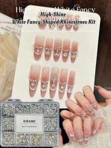 KIRAME 1200 piezas de Rhinestones blancos de fondo plano, de alta calidad - Juego de Rhinestones de cristal para manicura, incluye 1 bolígrafo de punteado, gemas de uñas brillantes de 1-6 mm, adecuado para uñas DIY en casa, salones de uñas, suministros de uñas, Navidad, Año Nuevo, San Valentín, regalos festivos - Blanco - Ver 5