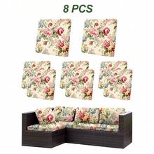 1pc Leaf Print Outdoor Sofa Cover, Stretch Polyester Removable Half Slip Sofa Cushion Cover, Patio, Porch, Garden Sofa Seat Protector - Multicolor - View 19