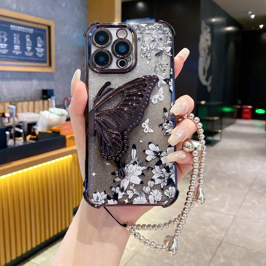 (蝴蝶支架)(银色手镯)适用于 Galaxy A123456789987654321 45G 电镀磁吸防摔透明手机壳,防摔手机壳,兼容三星 S25/S24/S23/S22 系列/A 系列,兼容 OPPO,兼容 Redmi,兼容 Moto,兼容 Pixel,兼容 vivo,兼容 OPPO,国际版,非国内版 - 黑色 - 查看 1