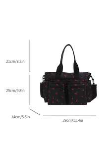 Fashionable Minimalist Large Capacity Multi-Pocket Shoulder Tote Bag, Suitable For School, Work, Travel And Business - Black - View 8