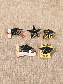 1/6件装 2026届博士毕业季毕业帽徽章，返校季创意毕业高考满分纪念徽章，2026届毕业礼物，衣服别针，松树 - 彩色 - 查看 8