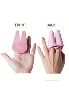 1pc New Cute Rabbit Silicone Facial Cleansing Brush, Face Exfoliating Cleanser, Double Finger Cleaning Tool, Creative & Practical Silicone Facial Brush - Multicolor - View 2