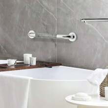 2 barras de apoyo para baño, 30 cm (12 pulgadas), de acero inoxidable, antideslizantes, para ducha, para personas mayores y personas con discapacidad, para baño, escaleras exteriores, soporte de para inodoro, color plateado. - Plateado - Ver 4