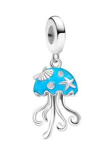 1pc Fashionable 925 Sterling Silver Shiny Jellyfish Pendant, Suitable For Women Jewelry DIY Bracelet - Beaded 2 - View 9